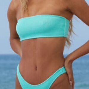 Aqua blue Bandeau Bikini Set